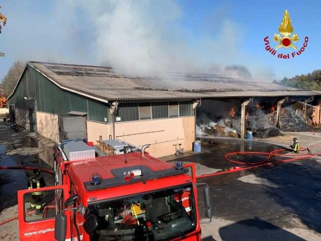 vigili del fuoco incendio fienile